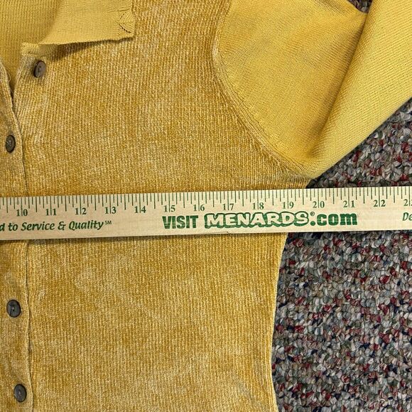 Vintage Susan Bristol Yellow Chenille Front Collared Cardigan Sweater Size M - Picture 12 of 13